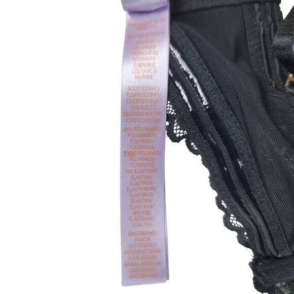 Savage X Fenty Convertible Bra Black 32D Lace Overlay Adj Molded Cups Lined - Picture 12 of 12